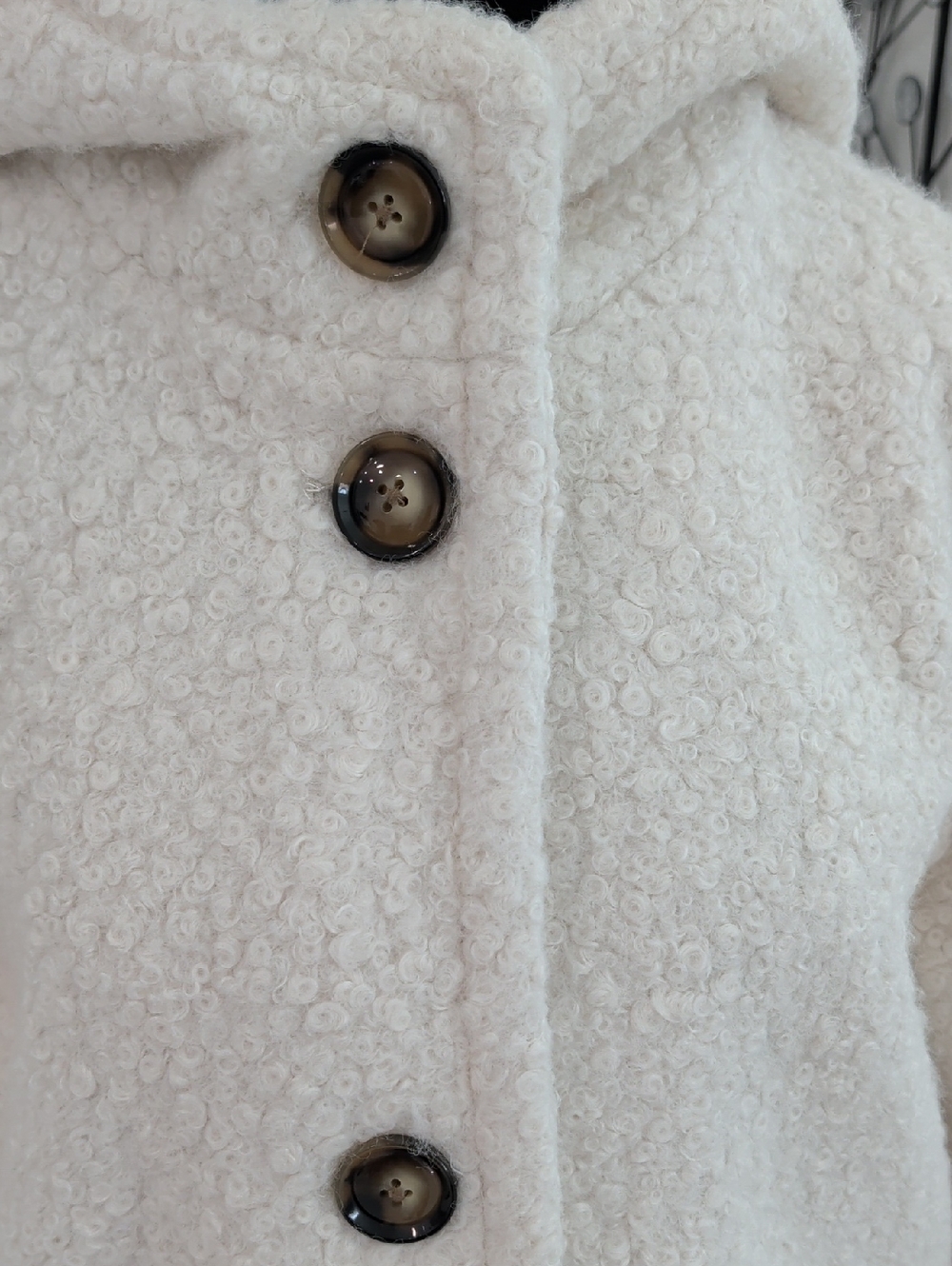 LIke New Cream Hooded Teddy Bear Curly Lamb Hooded Dress Coat a new day L - Picture 10 of 15